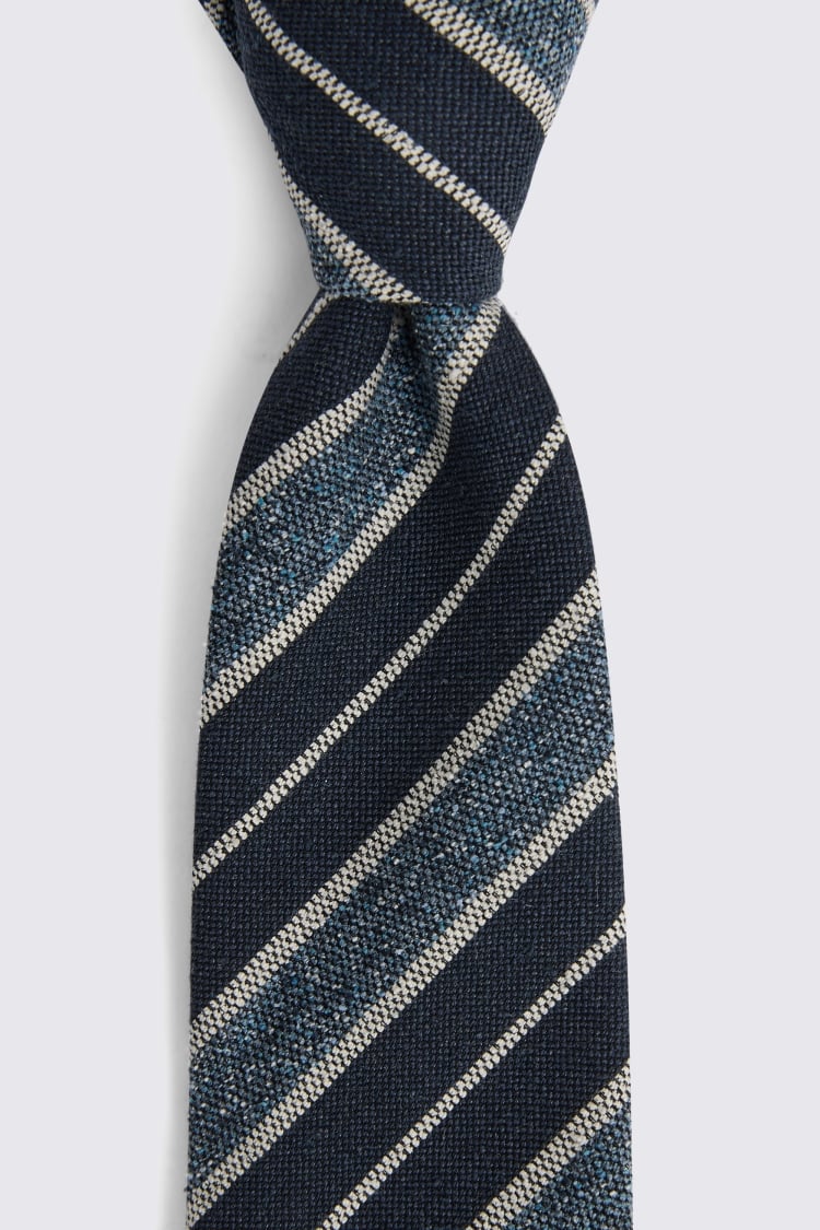 Italian Blue and Navy Stripe Tie