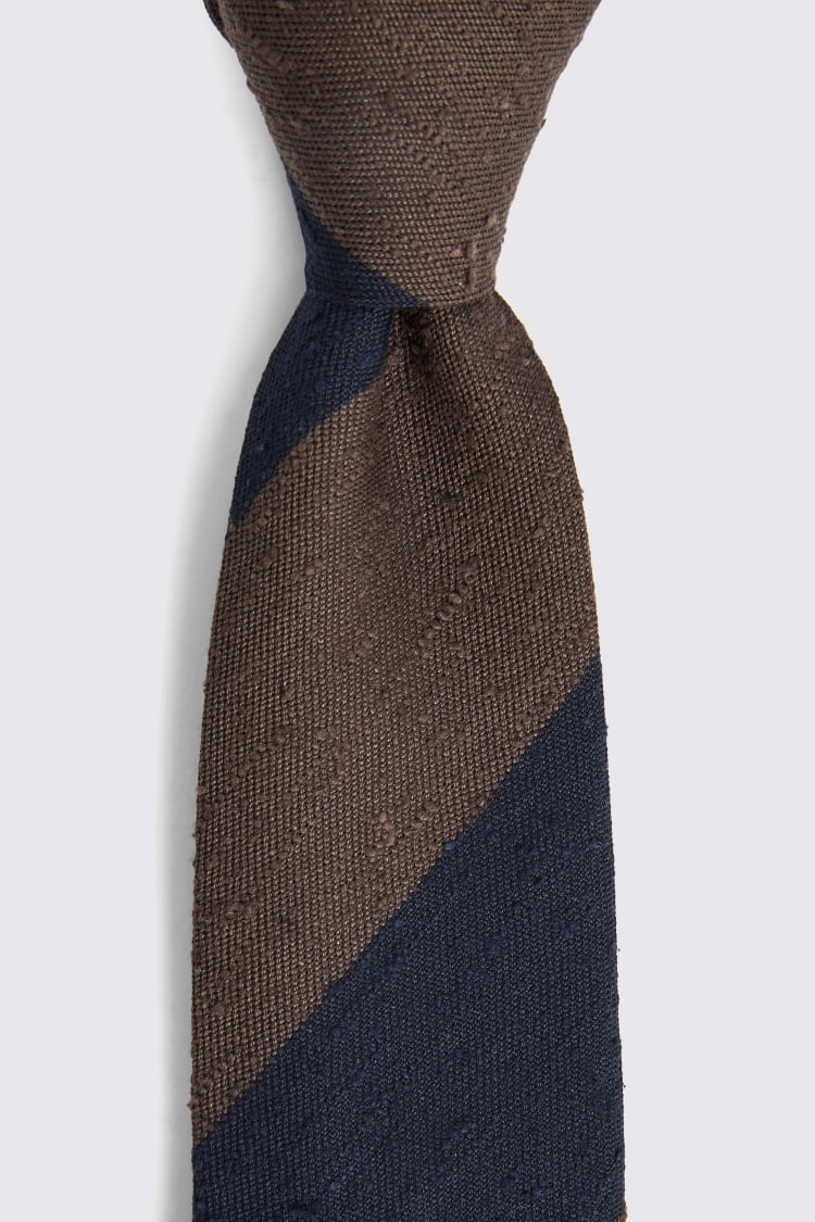 Italian Navy and Brown Stripe Tie