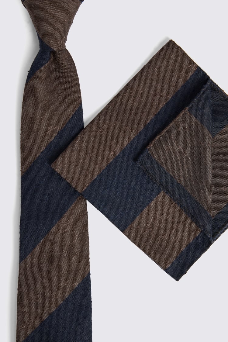 Italian Navy and Brown Stripe Tie