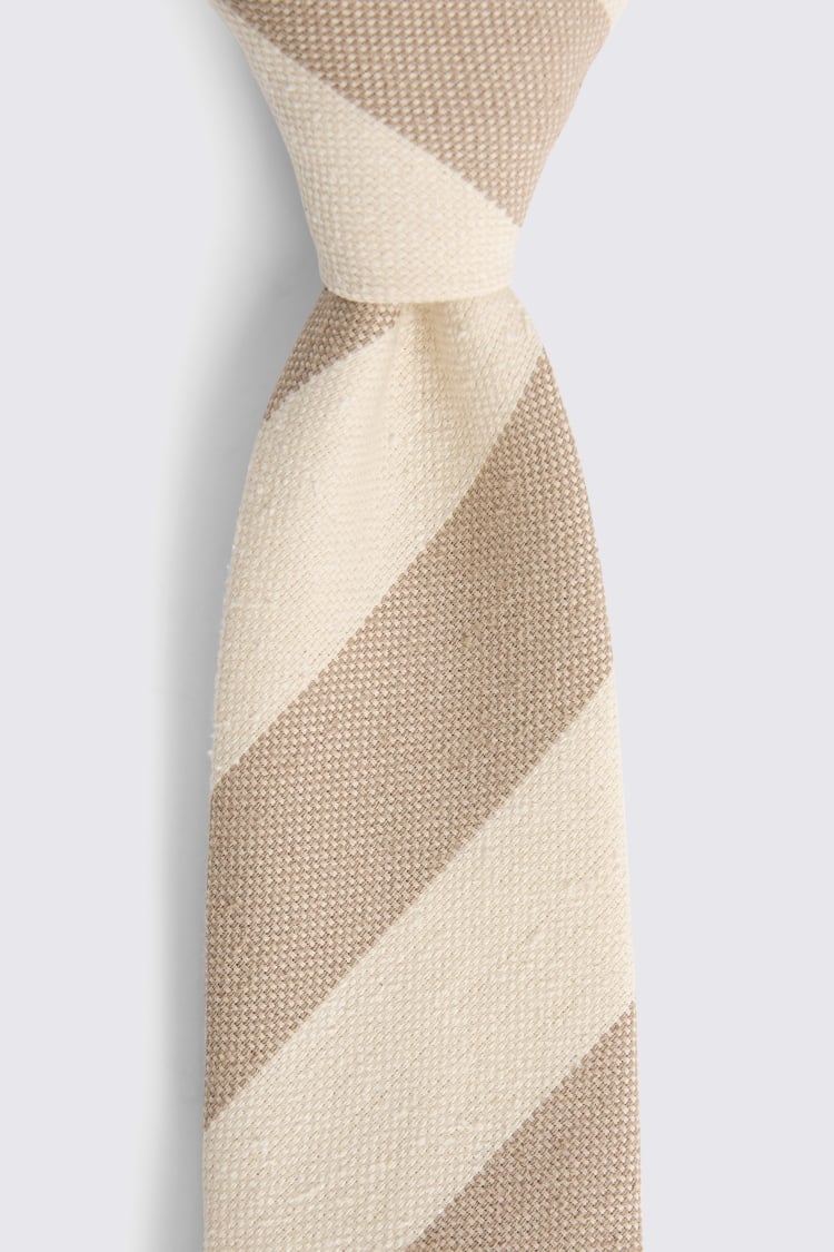 Italian Natural and Ecru Stripe Tie