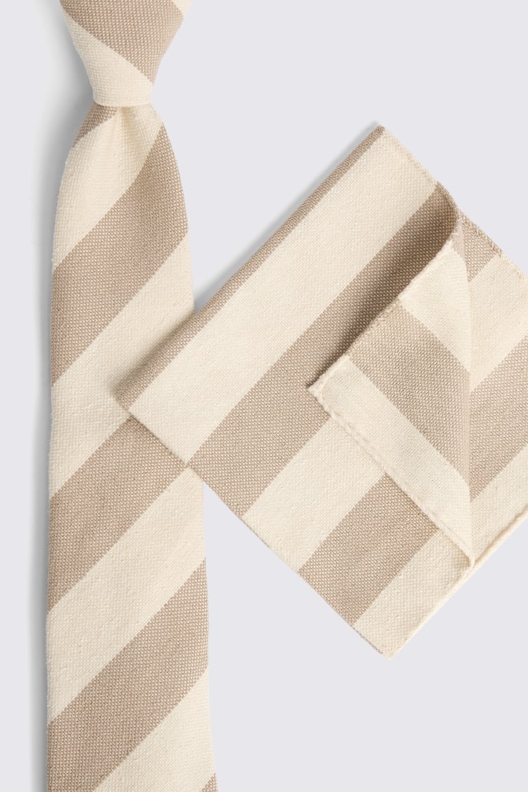 Italian Natural and Ecru Stripe Tie