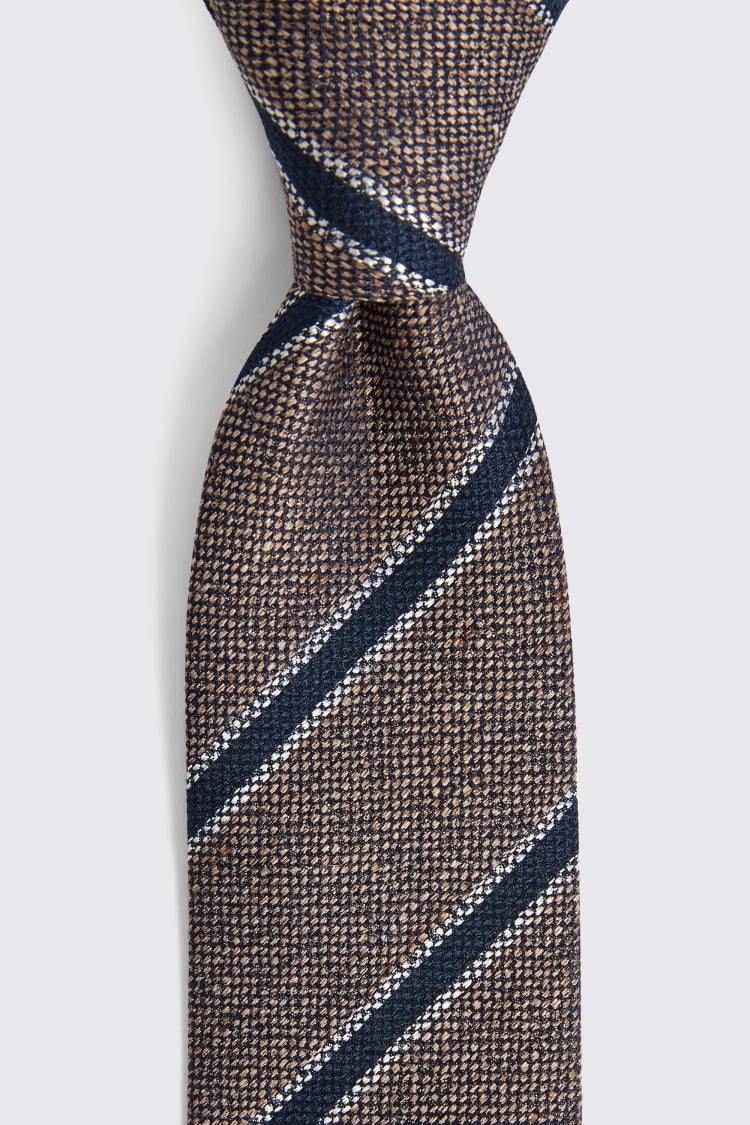 Italian Navy and Neutral Stripe Tie