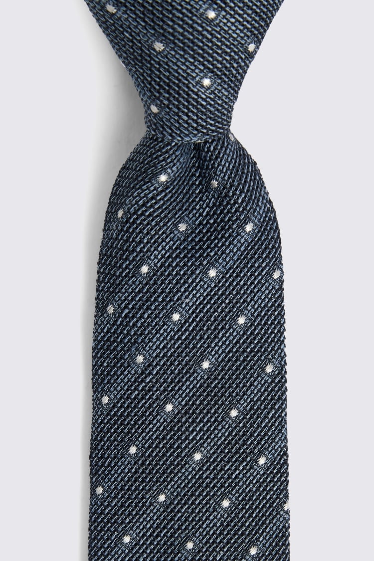 Italian Blue Spot Open Weave Tie