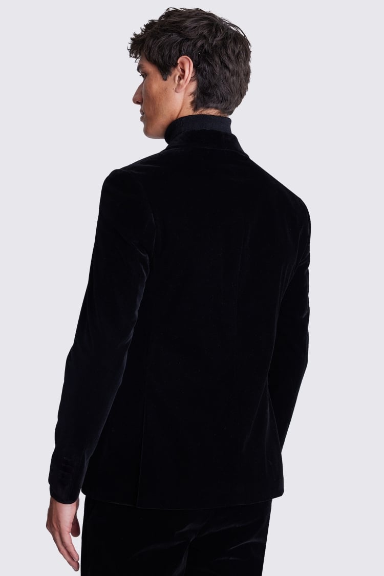 Slim Fit Black Velvet Suit