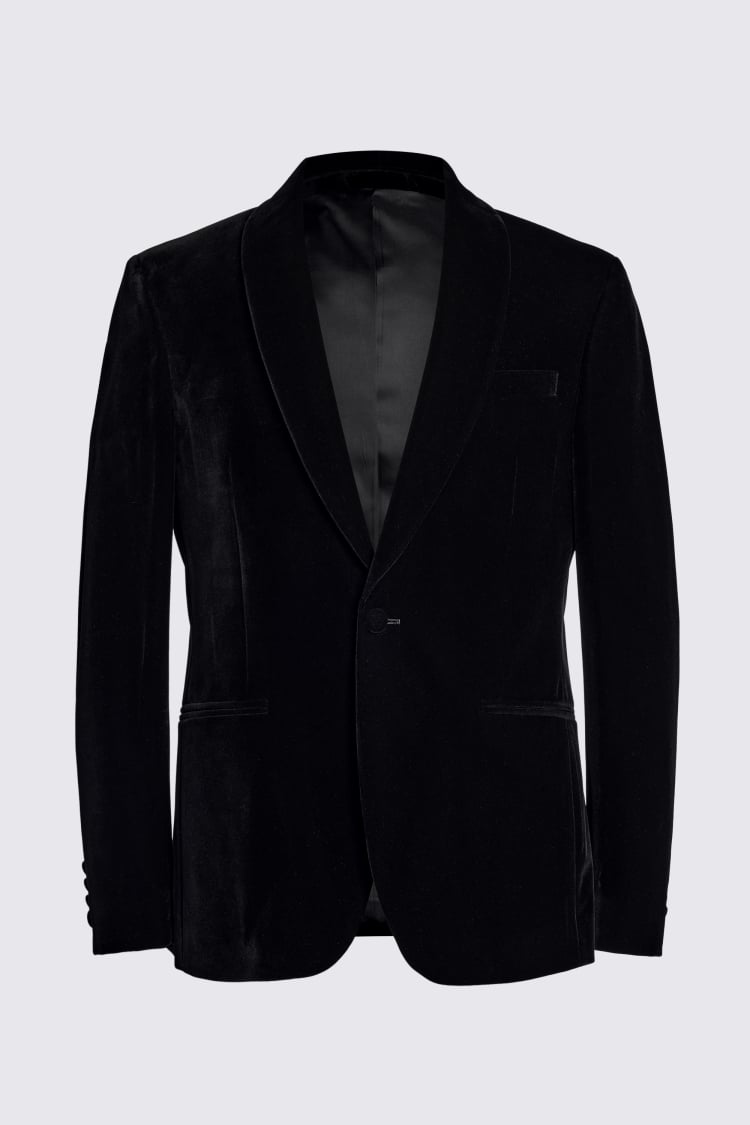 Slim Fit Black Velvet Suit