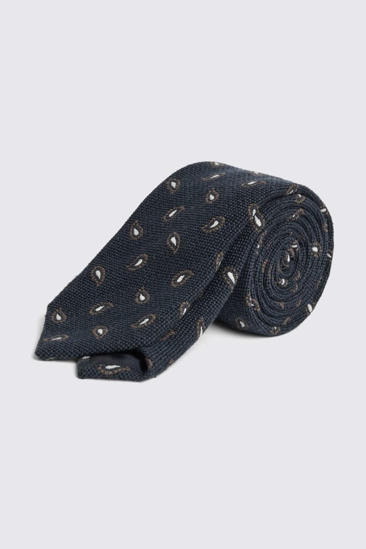 Navy with Neutral Paisley Tie