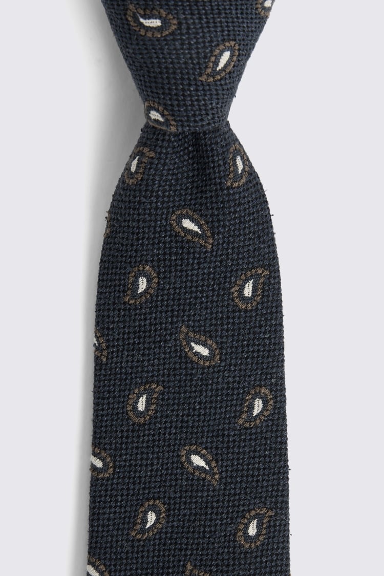 Italian Navy with Neutral Paisley Tie