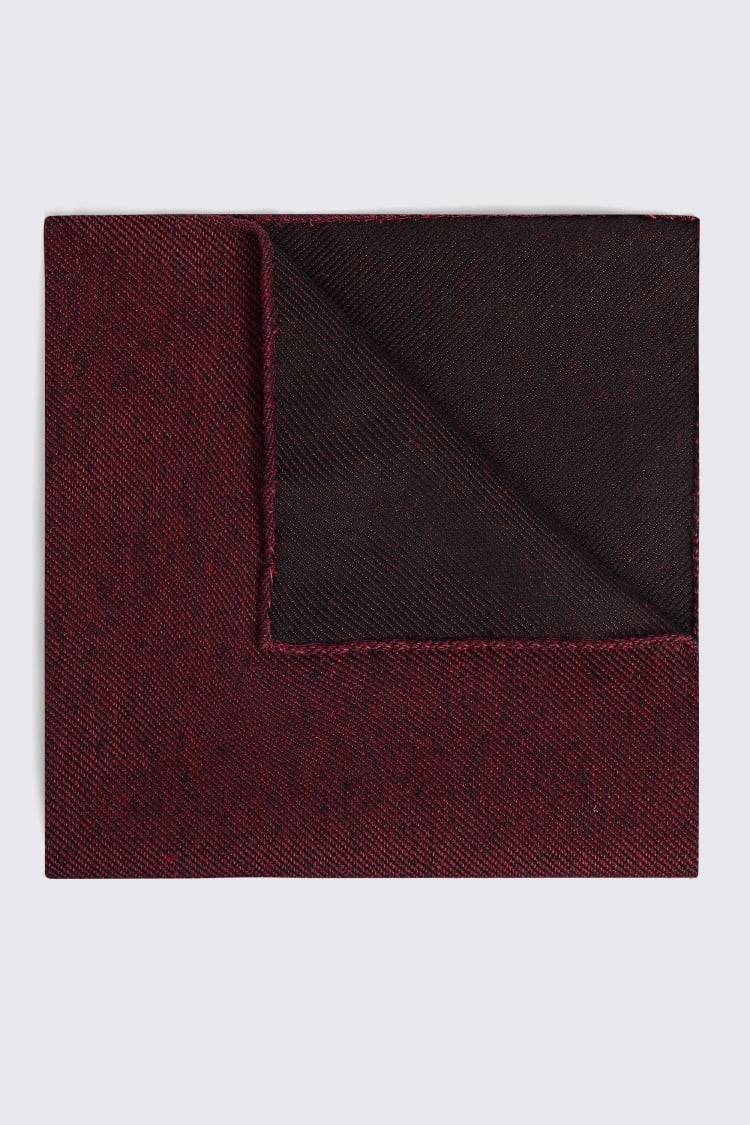 Italian Burgundy Plain Weave Pocket Square