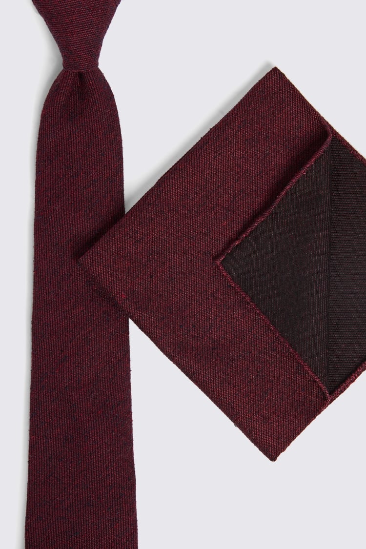 Italian Burgundy Plain Weave Pocket Square