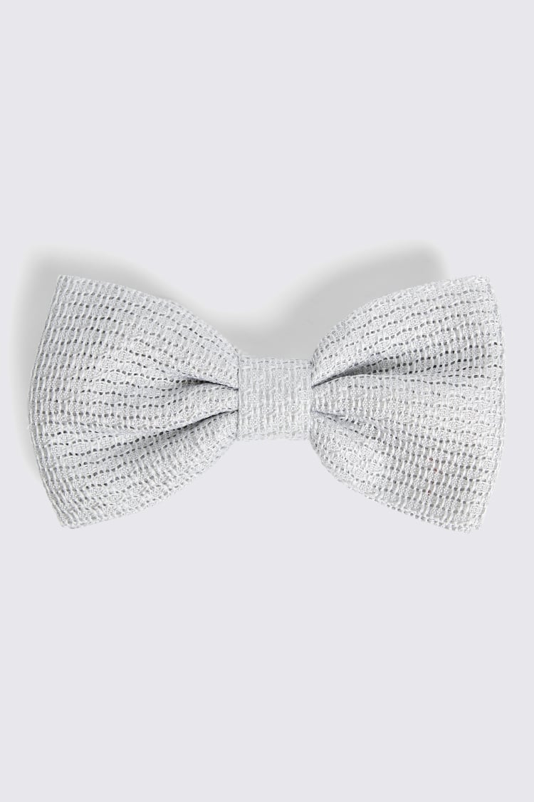 Silver Silk Grenadine Bow Tie