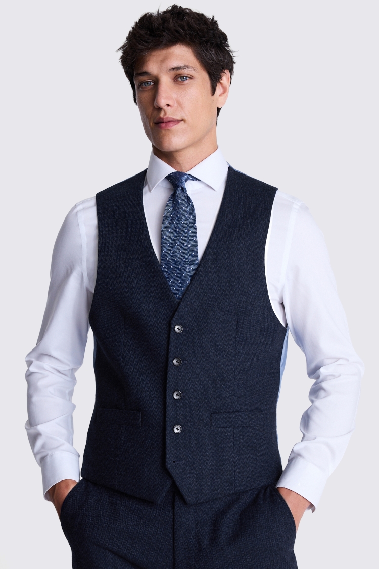 Regular Fit Ink Herringbone Waistcoat