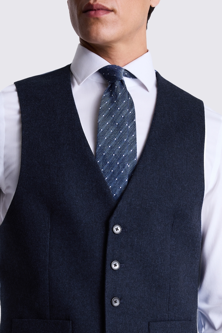 Regular Fit Ink Herringbone Waistcoat