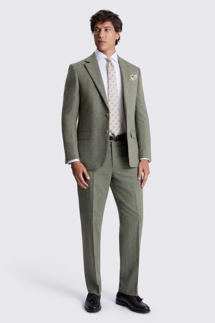 Regular Fit Sage Herringbone Suit