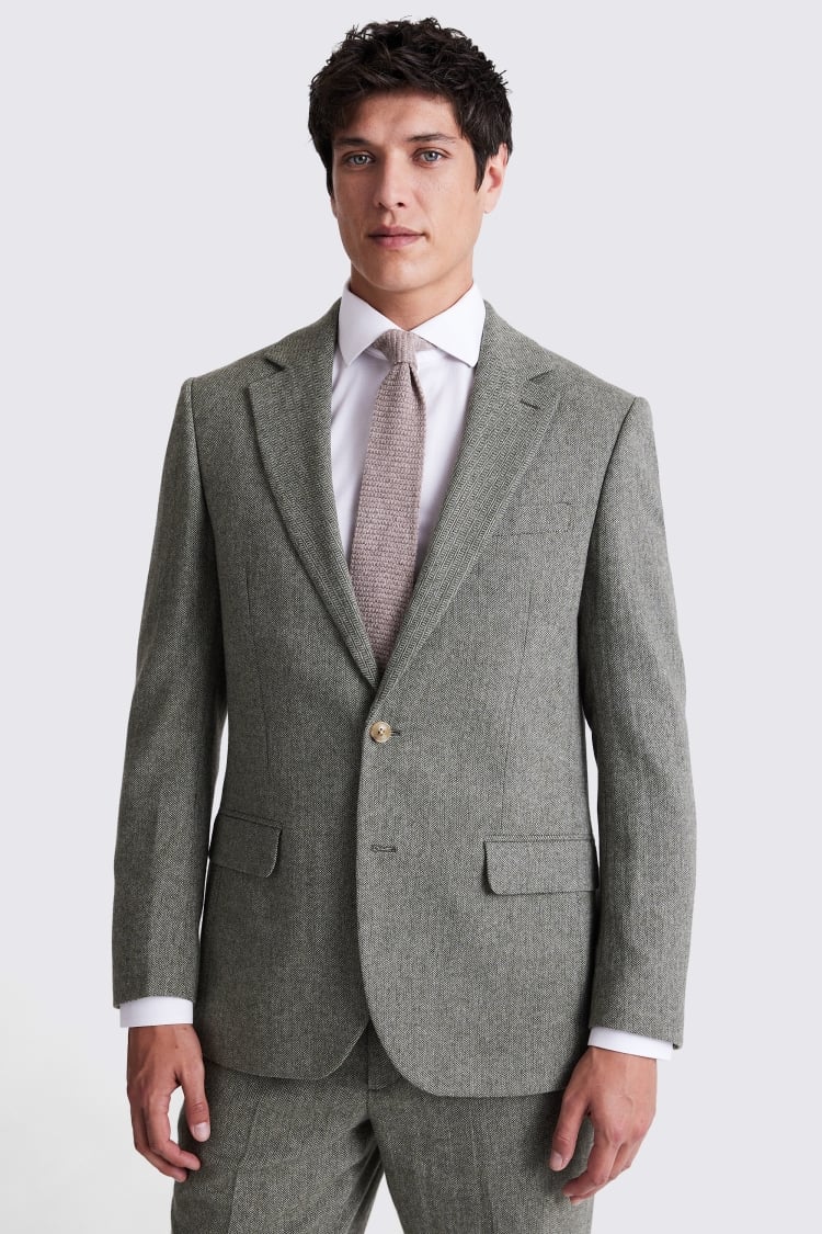 Regular Fit Sage Herringbone Jacket