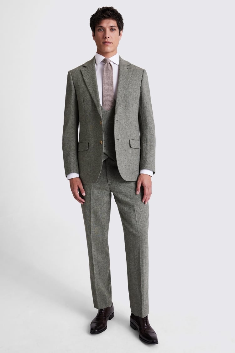 Regular Fit Sage Herringbone Suit