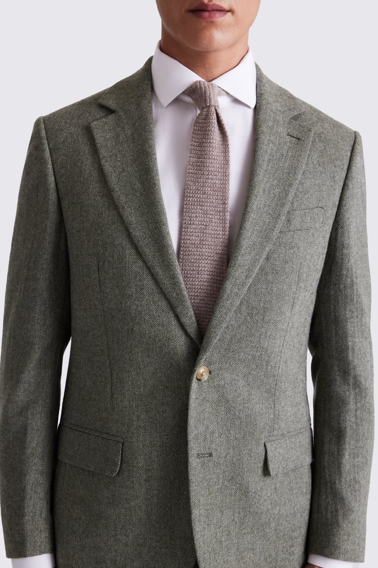 Regular Fit Sage Herringbone Suit