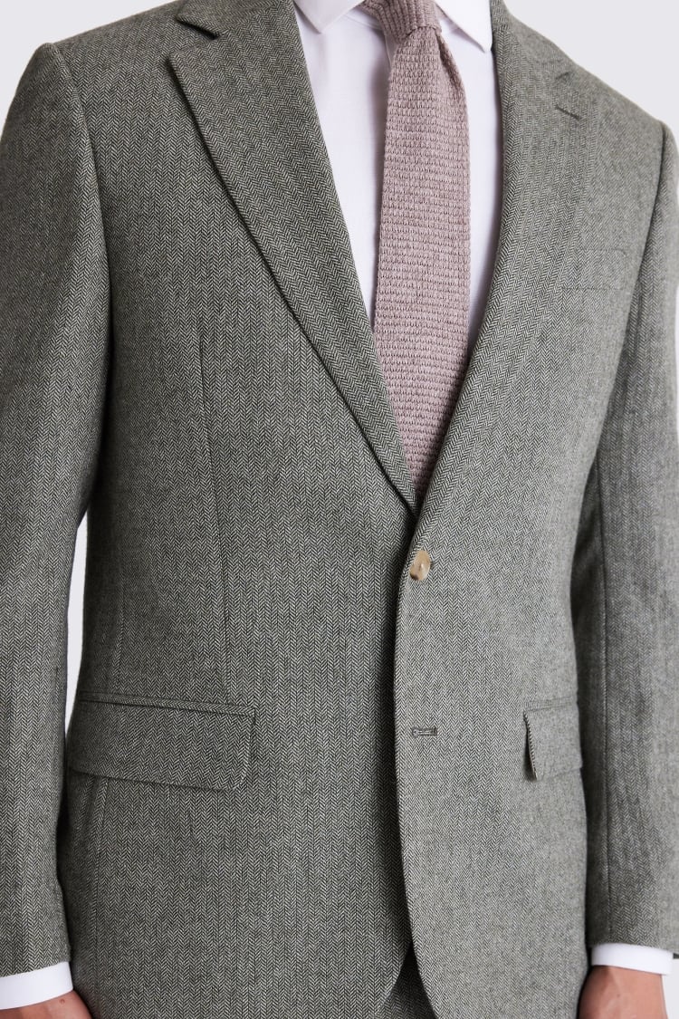 Regular Fit Sage Herringbone Suit