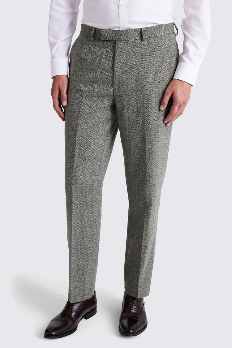 Regular Fit Sage Herringbone Pant