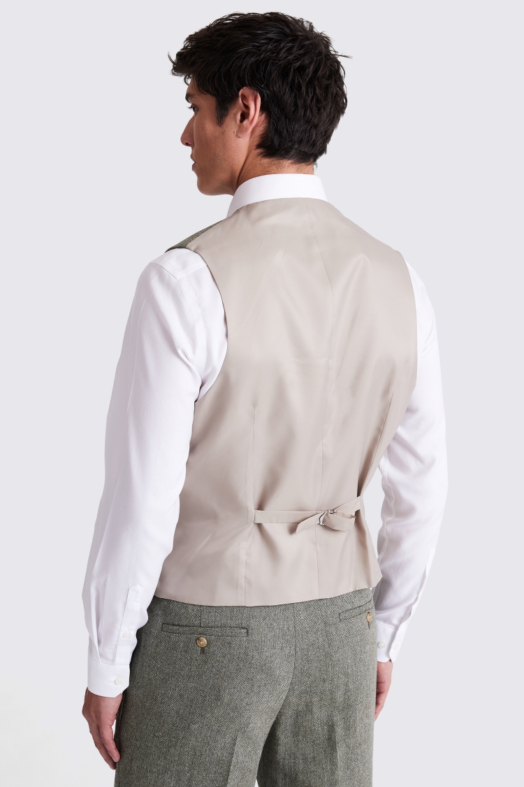 Regular Fit Sage Herringbone Vest