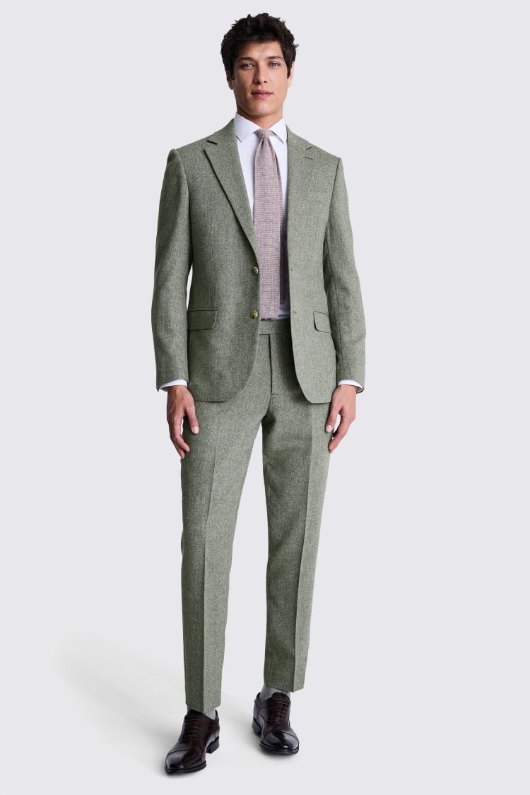 Tailored Fit Sage Herringbone Suit