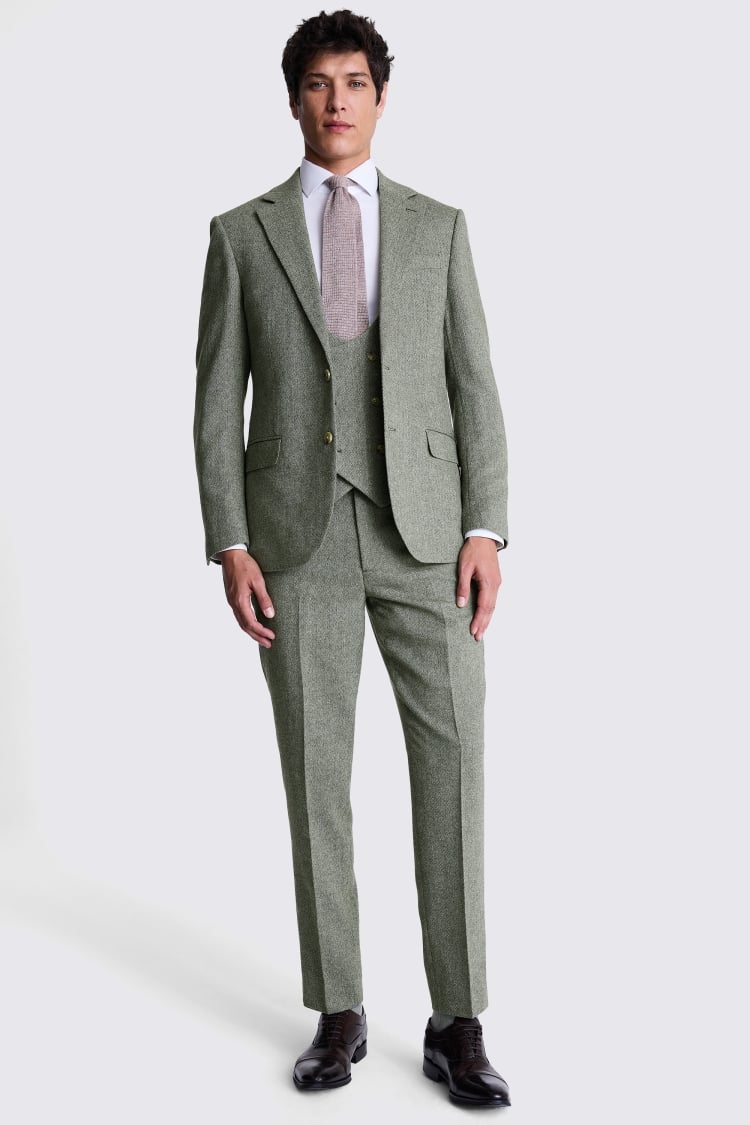 Tailored Fit Sage Herringbone Suit