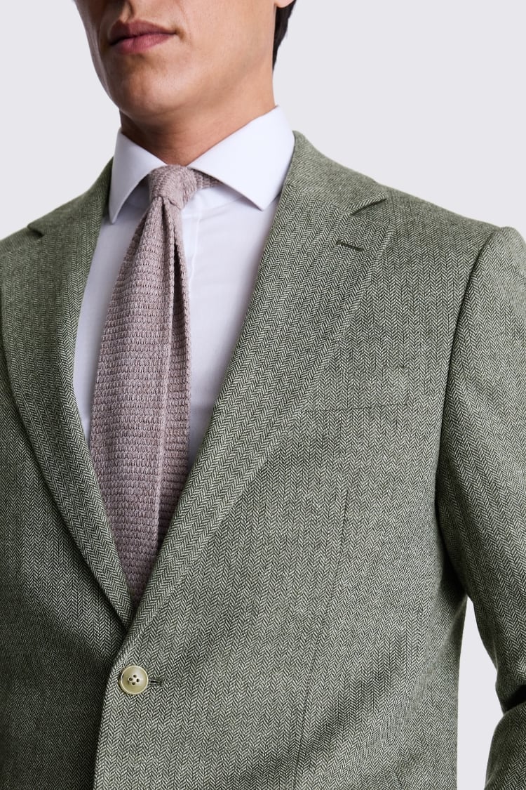 Tailored Fit Sage Herringbone Suit