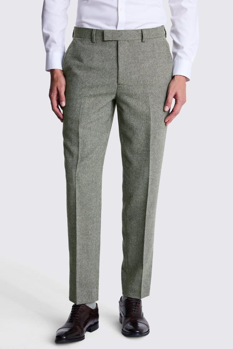 Tailored Fit Sage Herringbone Suit