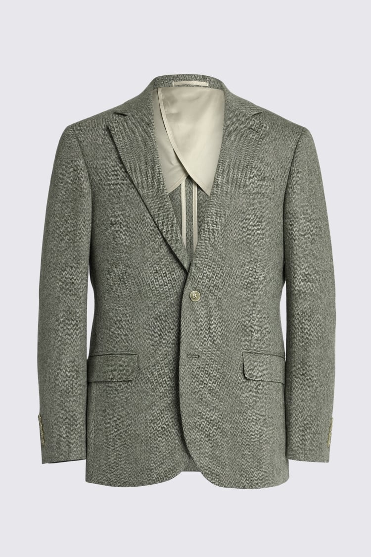 Tailored Fit Sage Herringbone Suit