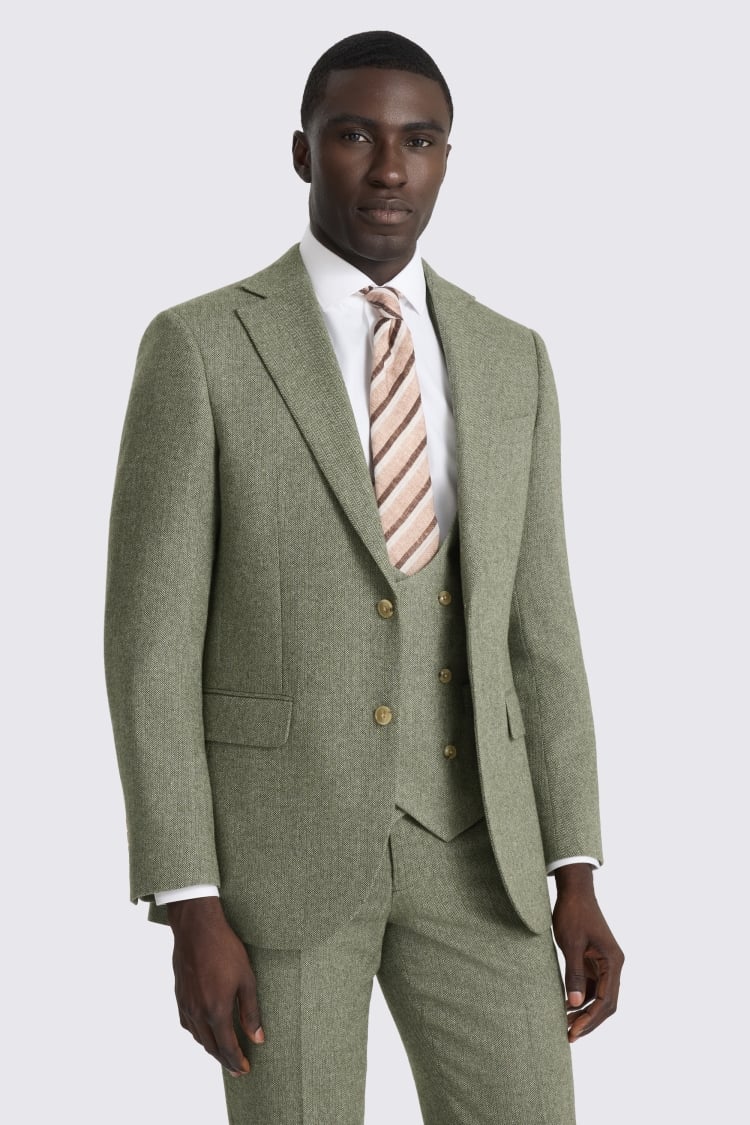 Tailored Fit Sage Herringbone Suit