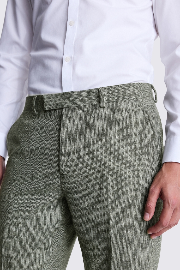 Tailored Fit Sage Herringbone Pant