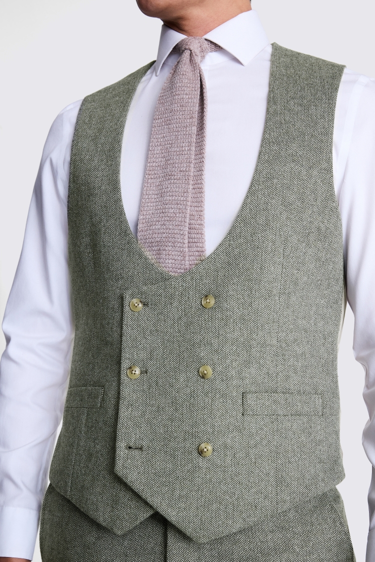 Tailored Fit Sage Herringbone Vest