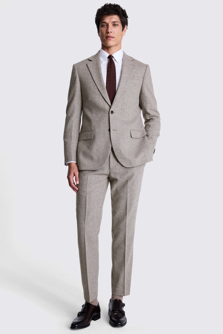 Tailored Fit Stone Donegal Tweed Suit