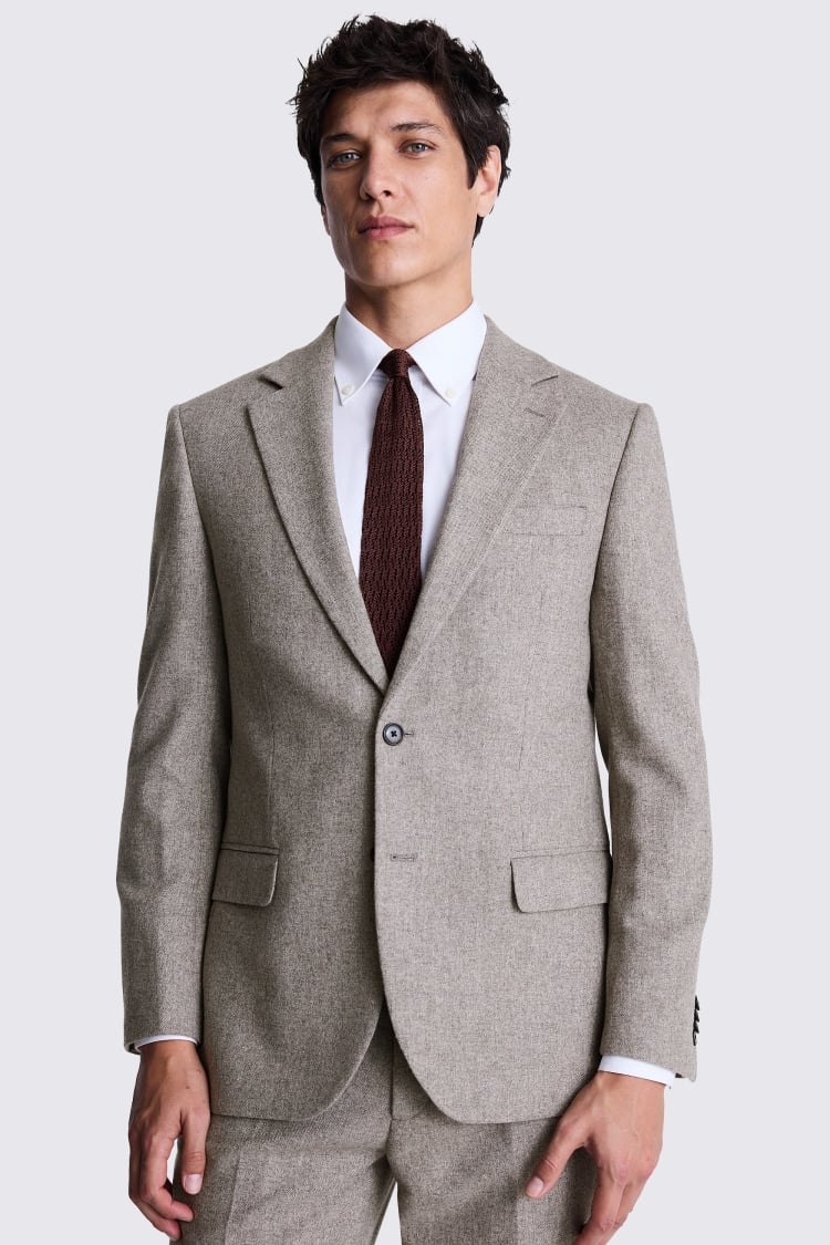 Tailored Fit Stone Donegal Tweed Jacket