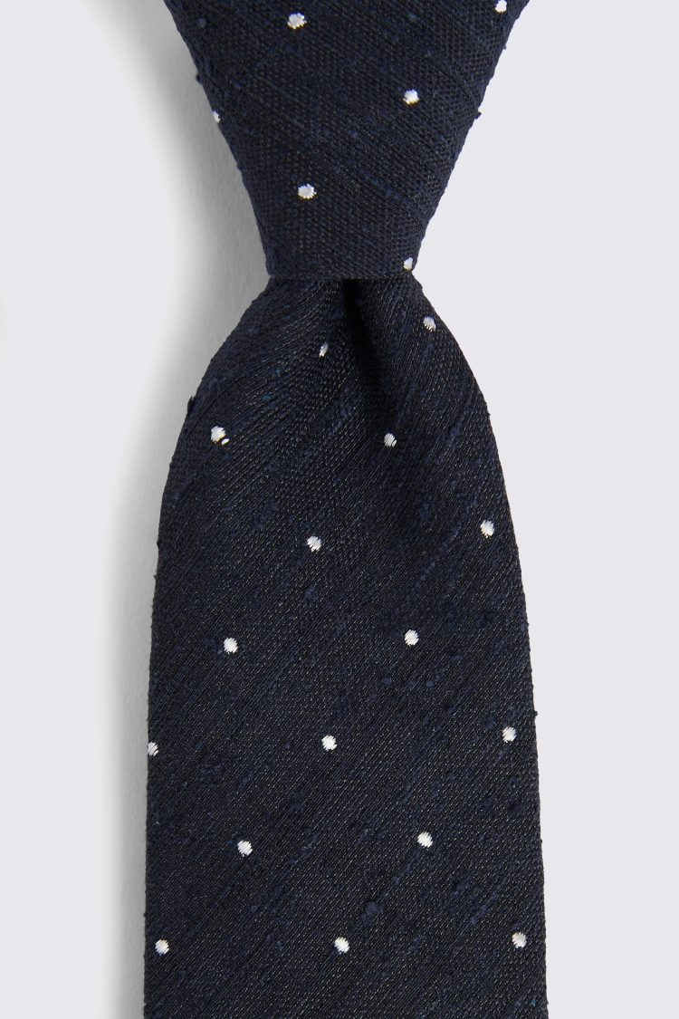 Italian Bottinelli Navy & White Spot Tie