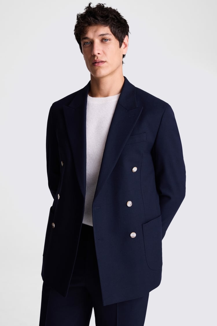 Relaxed Fit Navy Flannel Suit