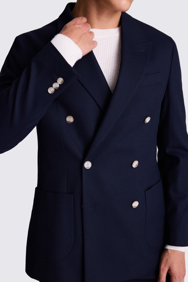 Relaxed Fit Navy Flannel Suit