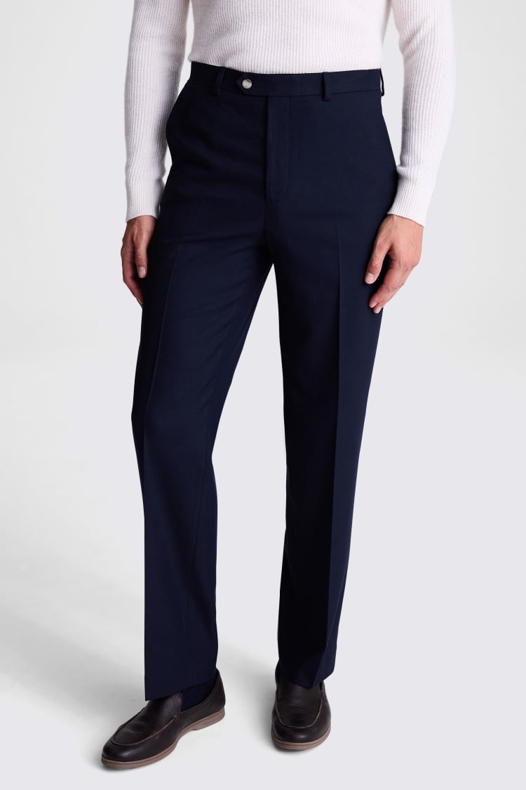 Relaxed Fit Navy Flannel Trousers