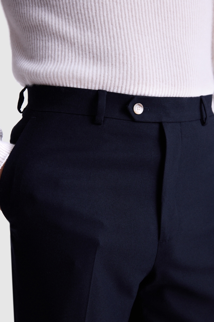 Relaxed Fit Navy Flannel Trousers