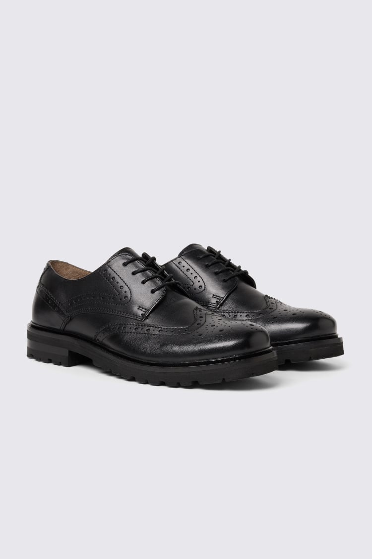 Chunky Black Brogue Shoe