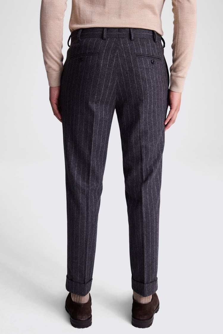 Charcoal Flannel Stripe Trousers