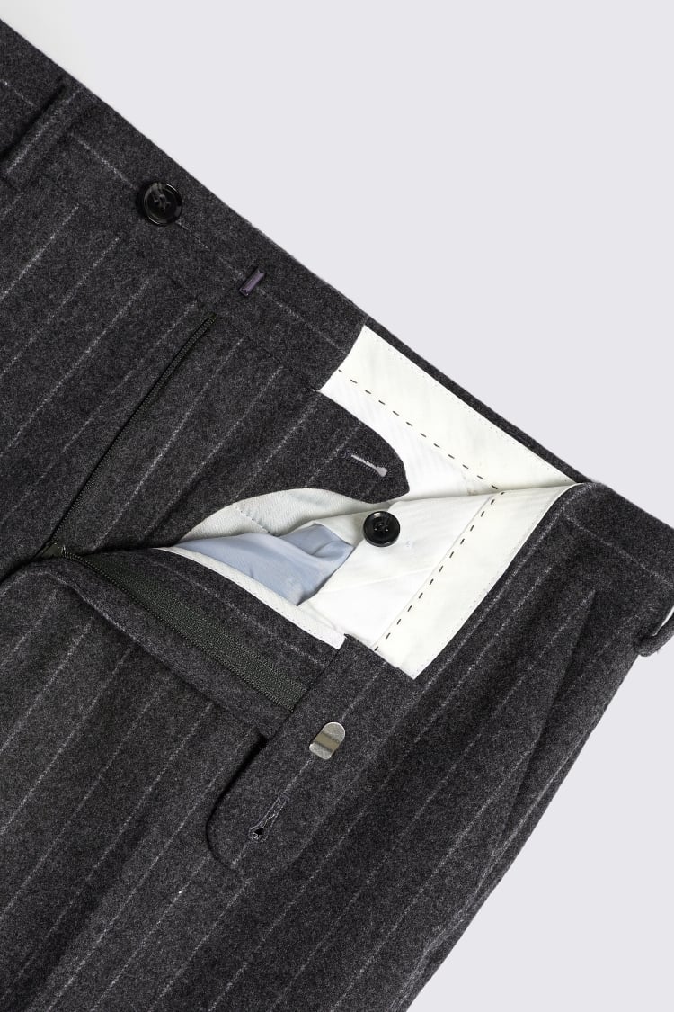 Charcoal Flannel Stripe Trousers