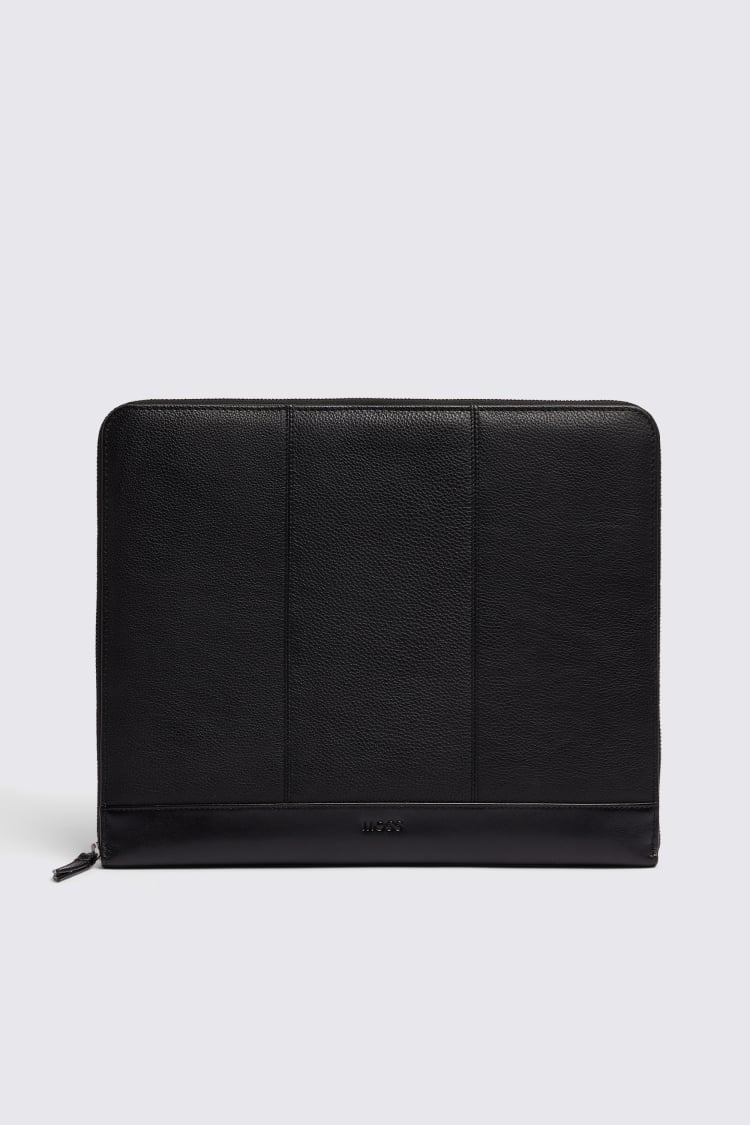 Black Grained Leather Laptop Case