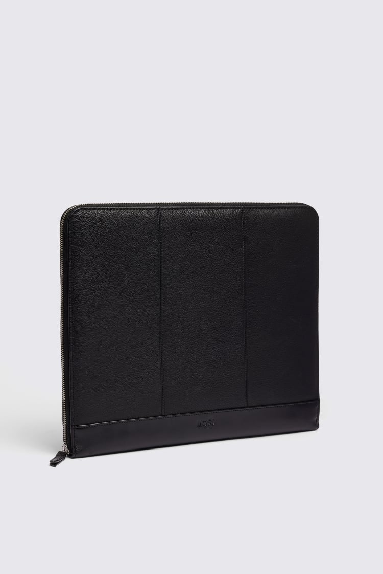 Black Grained Leather Laptop Case