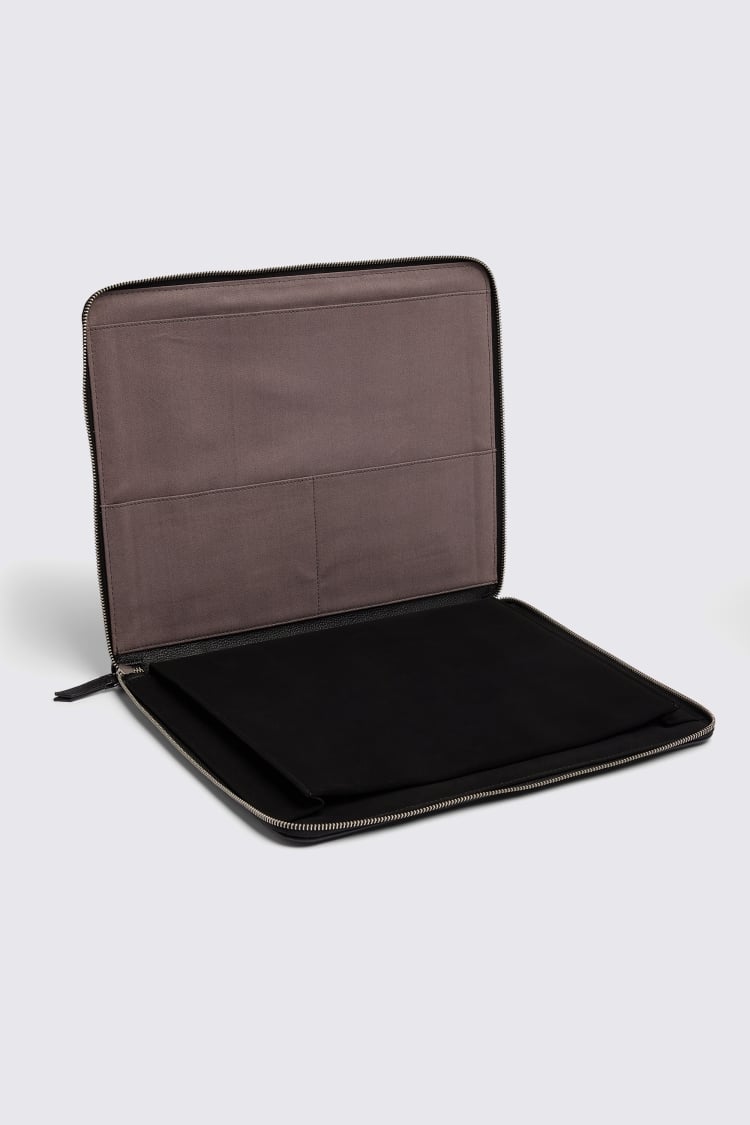 Black Grained Leather Laptop Case