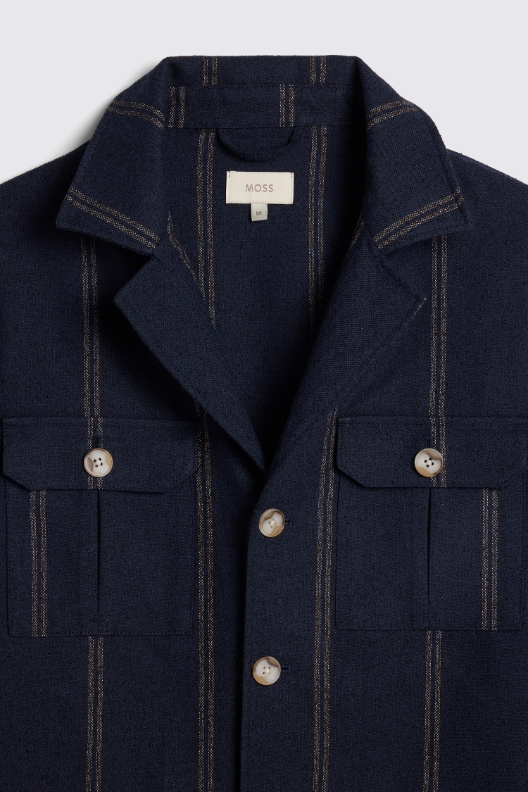 Navy Stripe Safari Shacket