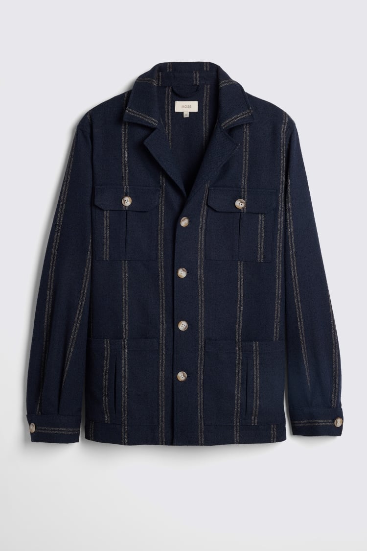 Navy Stripe Safari Shacket