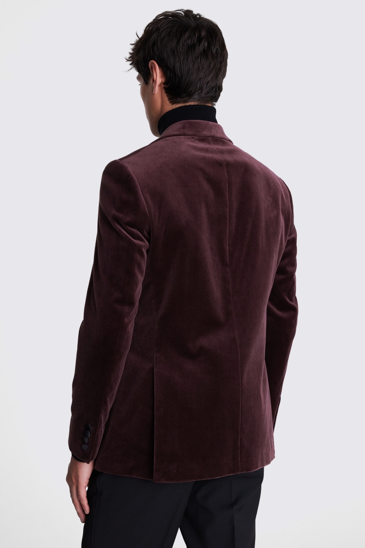 Regular Fit Plum Velvet Jacket