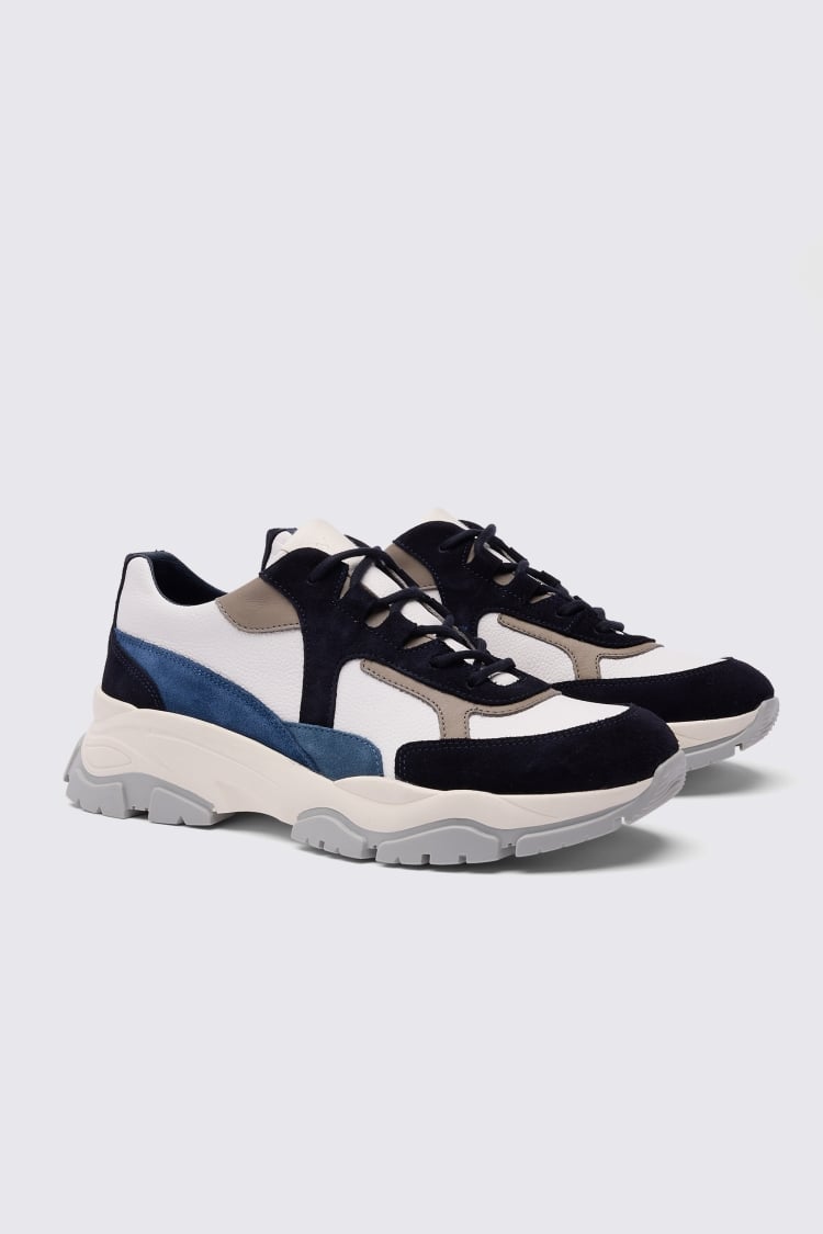 Milan White and Blue Chunky Trainers