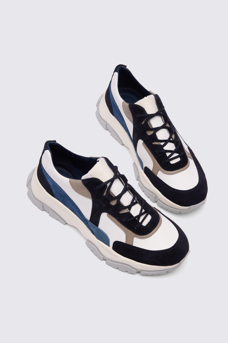 Milan White and Blue Chunky Trainers