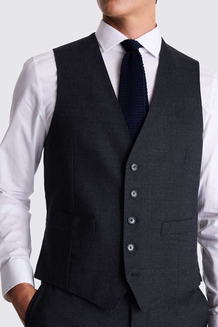 Tailored Fit Navy Puppytooth Waistcoat 